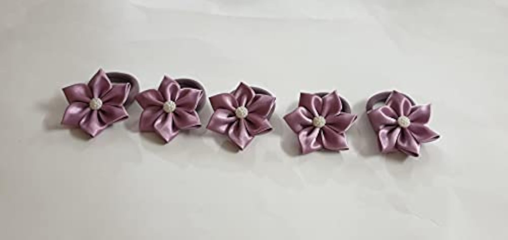 5pc Onion Colour Flower Ponytail Band Set for Girls